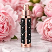 Atomiseur de parfum en cuir d'agneau 5 ml, rechargeable, portable, mini flacon de voyage, bouchon à vis, personnalisable, argenté, multi-usage