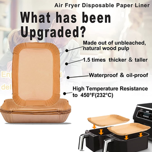 Wholesale Rectangle Air Fryer Disposable Baking Paper Liner Form <strong>Tray</strong> With Handle Kitchen Grill Parchment Paper - Product Image 2
