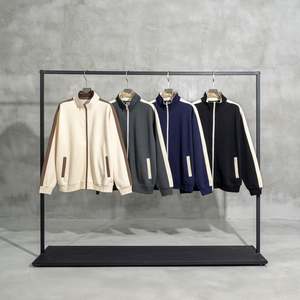 Yingling Side Striped Cotton Hoodie Custom Graphic Print Sport Jacket 4200GSM Heavyweight Zip up Hoodies - Product Image 5