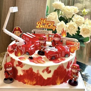 Firefighter Cake Toppers Plastic Reusable Birthday Decorations Rectangle Shape - Product Image 3