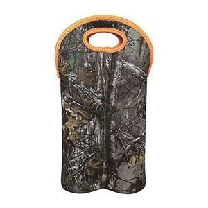 Two <b>Bottle</b> Insulated Neoprene Wine Water <b>Bottle</b> Holder Sleeves for Travel with Secure Carry Handle Wine Carrier Tote Bag - Product Image 2