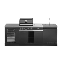Set Dapur Luar Ruangan Mewah Kustom dari Baja Tahan Karat 304 dengan Grill, Kulkas, Wastafel, dan Kabinet Patio Terintegrasi