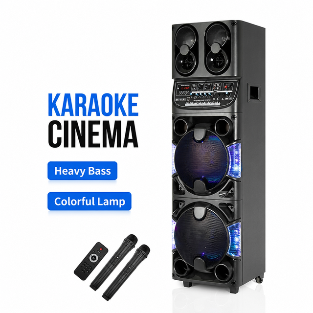 TAO-1021 Best-selling Square Dance Speaker Dual 10-inch Outdoor for Trolley Speaker High-power Portable Karaoke Subwoofer RGB