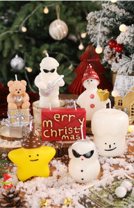 Vela aromática navideña con forma de muñeco de nieve, oso y estrella, para decoración de mesa navideña y adorno para el hogar. - Product Image 3