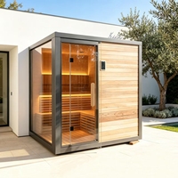 Sauna extérieur carré à parois épaissies, cabine de sauna en bois massif de 55 mm, rétention de chaleur supérieure pour les climats froids du nord