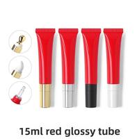 Tube souple cosmétique rouge 15 ml pour crème contour des yeux – Emballage de transfert – Bouteille en plastique vide à presser – Tube souple à presser pour soins de la peau