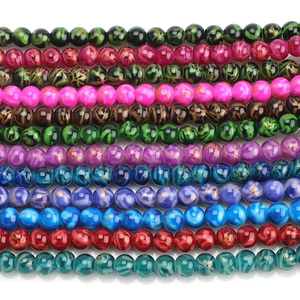 Zhubi Wholesale 8MM Round Glass Beads Multi Color Crystal Beads for Jewelry Making Necklace Bracelet Making Kit for Girls