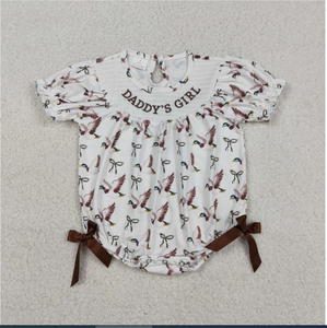 婴儿 SR3346 DADDY'S GIRL 刺绣小鸭印花女婴夏季缩褶连体衣 - Product Image 4