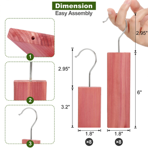 Appendiabiti in Blocchi di Cedro LINDON 100% Naturale Cedro Rosso Nordamericano per Armadi e Cassetti Deodoranti - Product Image 2