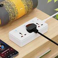 Protector de Sobretensión Universal Multifuncional, Regleta de Enchufes Múltiples, Extensión de Enchufes para el Hogar y la Oficina
