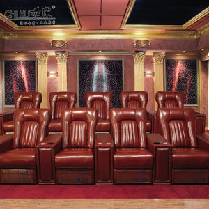 Magnifique ensemble de canapés en cuir véritable pour salon, canapé inclinable électrique avec ottoman pour votre home cinéma - Product Image 1