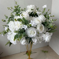 C-713 Boule de fleurs artificielles en soie blanche personnalisée, décoration de table de mariage, chemin de table fleuri, centres de table de mariage