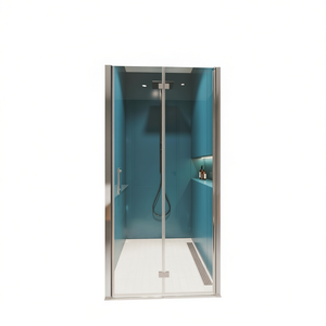 Porte de douche pivotante universelle réglable en verre trempé de 1/4 pouce, rectangulaire avec cadre et charnière, design contemporain - Product Image 1