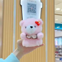 Porte-clés en peluche ours mignon avec écharpe, poupée en peluche de dessin animé, pendentif de sac, jouet pour machine à griffes, breloque de sac à dos, cadeau, vente en gros