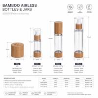 Set Botol Pompa Tanpa Udara Bambu Mewah Ramah Lingkungan, Wadah Krim Kosmetik Isi Ulang, Wadah Losion, Pasokan Grosir