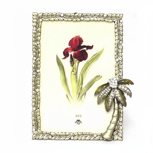 Cadre photo en métal doré 30*40mm Cadre photo ovale blanc avec strass Base de pendentif avec cabochon en verre - Product Image 1