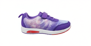 Scarpe sportive per bambini con stampa galattica viola, chiusura in velcro e suola in gomma per il gioco attivo - Product Image 1