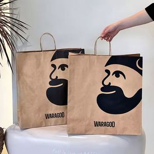 Customized ZJ Brand Brown Kraft Paper <b>Sweet</b> Gift <b>Bags</b> Colorful Food-Grade Recycled Handles Grocery Shopping Henan Surface - Product Image 2