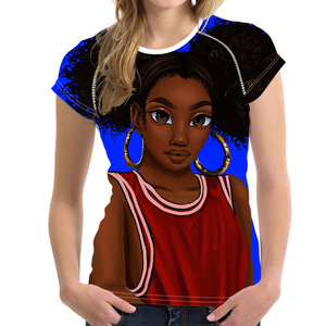 Sublimations-T-Shirt mit afrikanischen Mädchenmotiven, bedruckte Damen-Tops, individuelles Rundhals-T-Shirt, 3D-Fotodruck-T-<span class=keywords><strong>Shirts</strong></span> - Product Image 2
