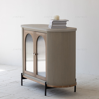 Meuble moderne japonais Buffet en bois de chêne et de verre en béton Armoire en bois pour buffet Armoire de rangement d'appoint pour la maison Buffet