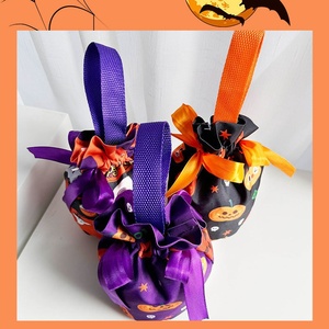 Bolsas de Lona Impermeables con Cordón para Dulces de Halloween, Diseño de Calabaza y Fantasma, Bolsa de Regalo con Asa para Niños, Venta al Por Mayor - Product Image 2