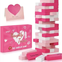 Jeu de couple amusant pour adultes, blocs en bois roses, tour de la passion, idées de rendez-vous coquins pour mariage, activités, cadeau de la Saint-Valentin