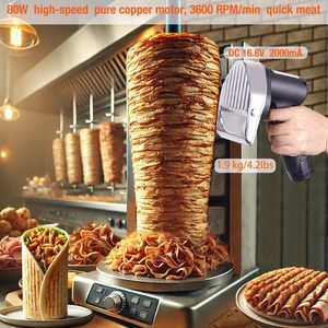 เครื่องหั่นโดเนอร์เคบับแบบไร้สาย แบตเตอรี่ลิเธียม 80 วัตต์ กึ่งอัตโนมัติ มีดหั่นเคบับ ชาวาร์มา ปรับความหนาได้ 0-8 มม. สำหรับหั่นเนื้อ - Product Image 6