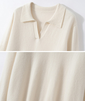 Suéter de Cachemira 100% de Lujo para Mujer, Diseño Personalizado de Fábrica ODM, Cuello Solapa, Tejido de Punto, Jersey para Otoño e Invierno, Capa Interior Cálida