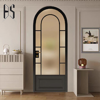 Style européen Patio antique balançoire moderne verre trempé conception blanche alliage d'aluminium portes françaises arquées intérieur