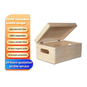 Large Wooden Box Storage Toy Keepsake Wood Plain with Lid | with Handles | Unpainted Chest Perfect for Documents