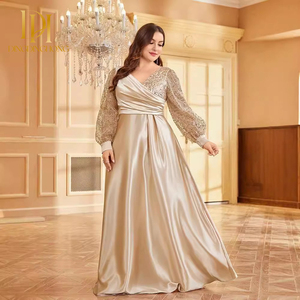 Abito da sera donna con scollo a V in seta a <span class=keywords><strong>maniche</strong></span> <span class=keywords><strong>lunghe</strong></span> aderente a forma di Pluse abito lungo da sera con <span class=keywords><strong>paillettes</strong></span> donna - Product Image 3