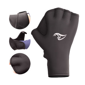 Guantes de silicona de protección palmeados para deportes al aire libre de dedos de tela de neopreno negro impermeable al por mayor - Product Image 2
