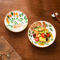 Handbeschilderd keramisch servies, creatief fris ontbijt fruit salade bord