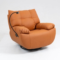 Gepolsterter Kratzfester Leder-Einzelsessel mit Telefonhalter Couch-Möbel Manuell Drehbar und Schaukelnd Üppig Gepolstertes Bettsofa