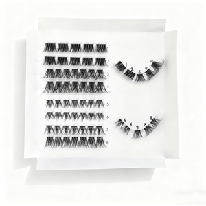 Cils individuels 3D légers et fins, faits semi-manuellement, en fibres synthétiques noires naturelles, pré-mappés <span class=keywords><strong>pour</strong></span> maquillage DIY - Product Image 6