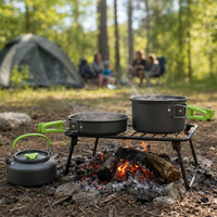 Kit de cuisine portable en aluminium léger pour 2 personnes, pour le camping et la randonnée
