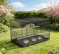 Grande Cage à Oiseaux Classique Pliable et Respirante avec Cadre en Fer, Motif Uni, Emballage en Boîte, Diviseur, 4 Mangeoires, Perchoirs, Plateau en Plastique