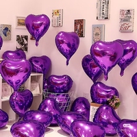 Ballon en forme de cœur imprimé en feuille d'aluminium rouge écologique 45cm*45cm avec bâtonnet en plastique et support pour fête de mariage