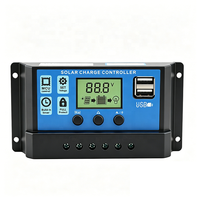 Contrôleur de charge solaire PWM intelligent, deux ports USB DC 12/24V 10A 20A 30A, chargeur de batterie au plomb-acide, 2 ports USB 5V/2A pour les voyages en plein air