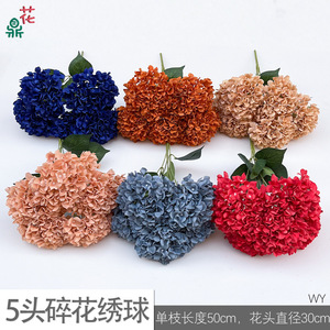 Flores Artificiales de Hortensia, Flor de Seda para Decoración de Bodas, Hechas a Mano en Mallorca, Arreglo Floral Grande de 5 Cabezas - Product Image 4