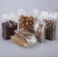 Sacs en papier transparents personnalisés à fond plat et à huit côtés, pochette debout, sans danger pour les aliments, avec huit joints latéraux, sac en plastique transparent à fermeture éclair