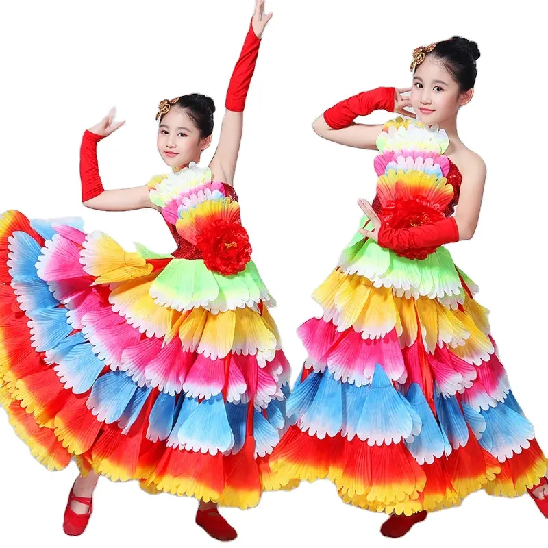 स्पेनिश साँड़ की लड़ाई जिप्सी का रोमांस स्कर्ट पेट नृत्य कपड़े लड़कियों के लिए बिक्री के लिए नृत्य पोशाक नृत्य वेशभूषा जिप्सी का रोमांस