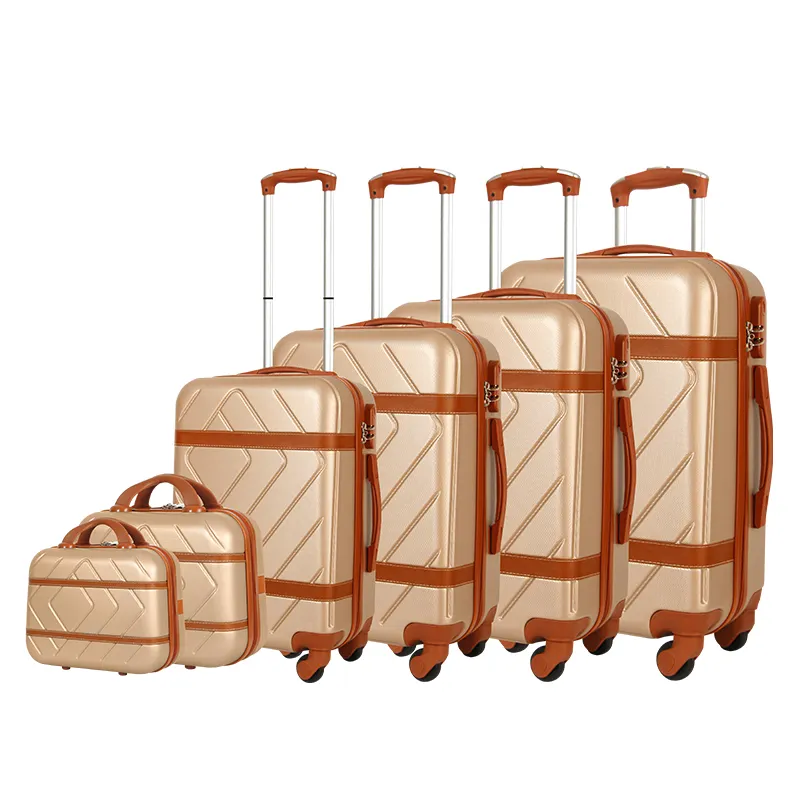 Ensemble de bagages de voyage Vintage en Abs, 6 pièces, valise à porter avec des roulettes pour femmes, à la mode