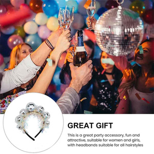 Offre Spéciale Argent Disco Ball <span class=keywords><strong>Bandeau</strong></span> 70s Disco Costume Accessoire Disco Fête D'anniversaire Décor pour Femmes Filles - Product Image 4