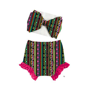 Conjunto de Pantalones Cortos con Volantes y Diadema de Turbante para Bebé Niña, con Estampado de Flores Vintage, Pantalones Cortos Elásticos para Bebés Recién Nacidos - Product Image 6