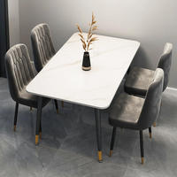 Ensemble de table à manger en pierre moderne et luxueuse, stable et durable, 4 places, avec chaises imperméables pour la salle à manger