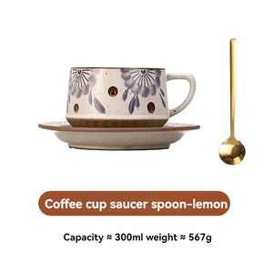 Ensemble de tasses à café commerciales, tasse à thé au lait florale simple, tasse et assiette en céramique japonaise - Product Image 3