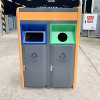 Poubelle de tri des déchets en métal à double compartiment, 2 fentes, bac à déchets commercial pour extérieur, parc, rue