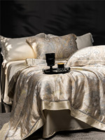 Parure de lit 4 pièces 100 % Lyocell imprimé, ultra douce et confortable, comprenant housse de couette, drap plat et taies d'oreiller, 300 fils, pour une fraîcheur estivale