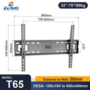 Support mural <span class=keywords><strong>TV</strong></span> inclinable robuste 32-75 pouces 50KG VESA 600x400mm ± 15 ° Inclinaison réglable 59mm <span class=keywords><strong>Gap</strong></span> pour la maison et l'hôtel - Product Image 2